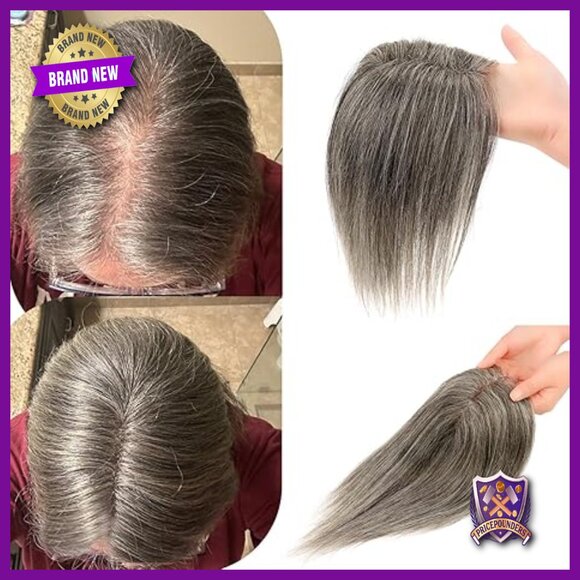 10 Inch Human Hair Topper with Swiss Lace Base 3 Clips for Thinning Hair main image 5